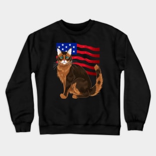 Patriotic Somali Cat Crewneck Sweatshirt